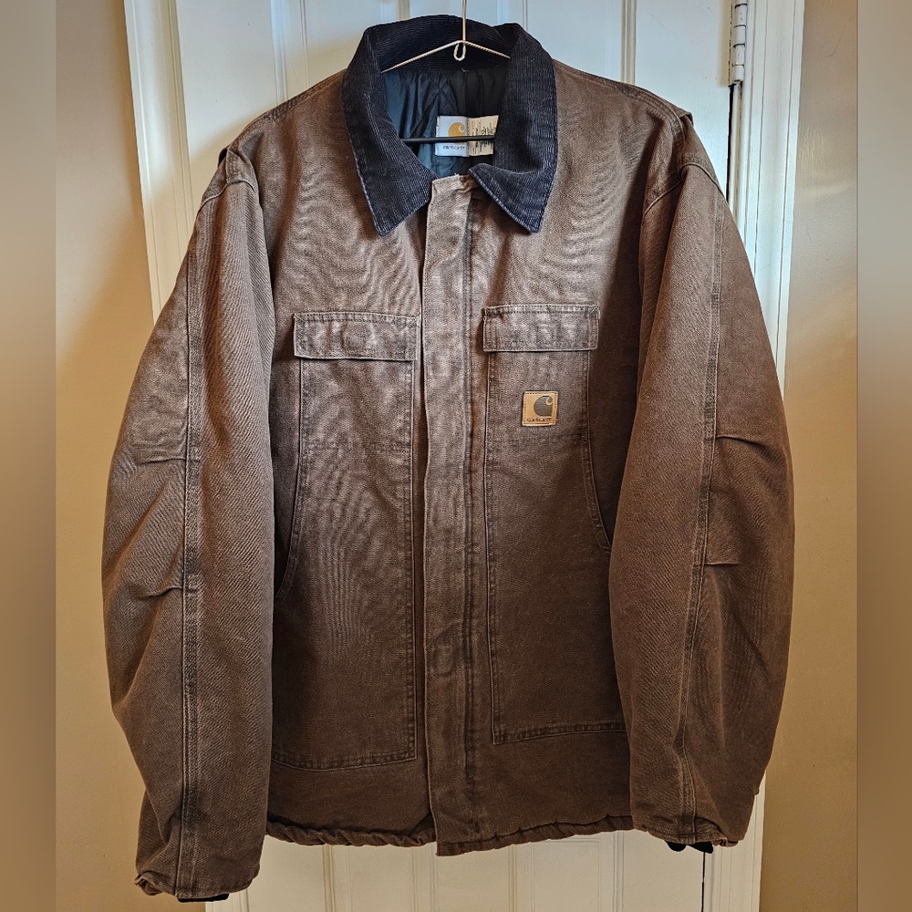 Vintage 90's Carhartt Duck Canvas Jacket Quilt Lined  C26CHT Chocolate 3XL